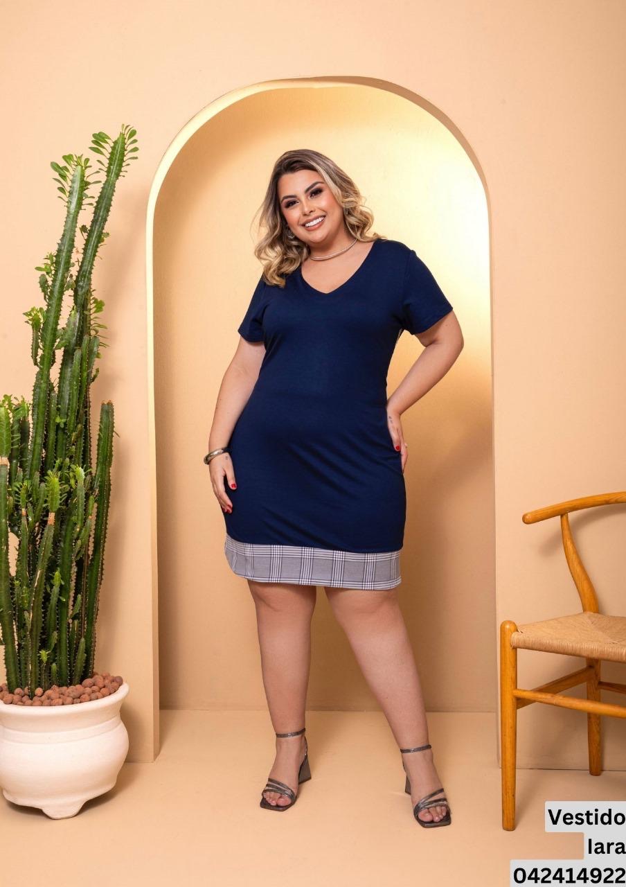 Vestido de Moletinho c/ detalhe Xadrez